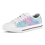 Holographic Waves Print White Low Top Shoes