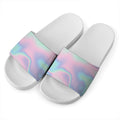 Holographic Waves Print White Slide Sandals