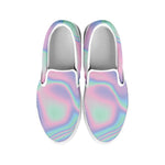 Holographic Waves Print White Slip On Shoes