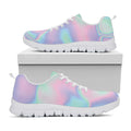 Holographic Waves Print White Running Shoes