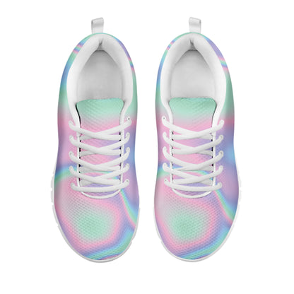 Holographic Waves Print White Sneakers