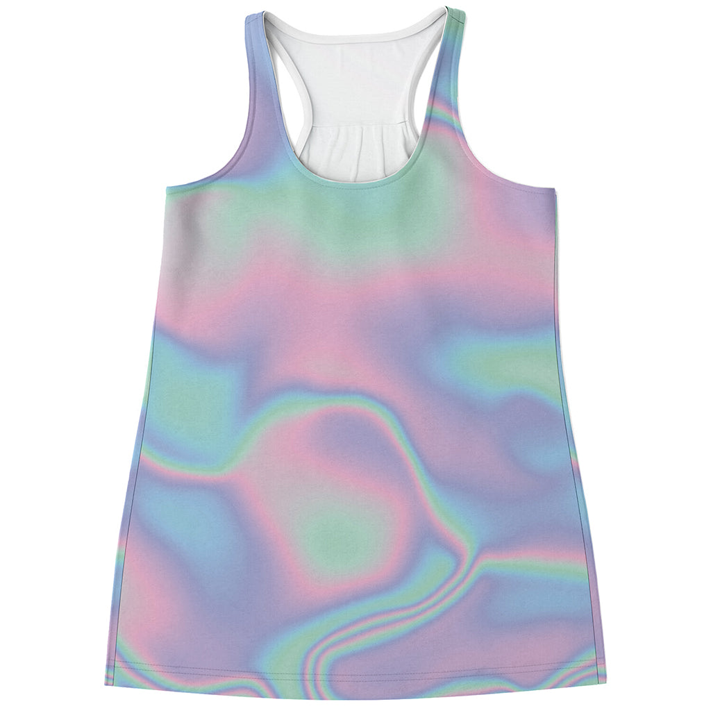 Holographic Waves Print Women's Racerback Tank Top