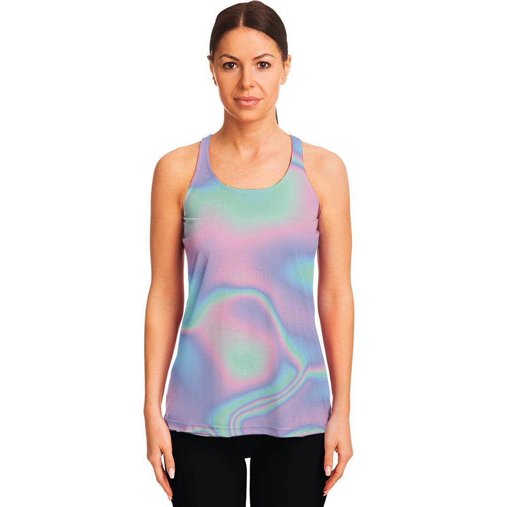 Holographic Waves Print Women's Racerback Tank Top