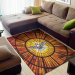 Holy Spirit Dove Stained Glass Print Area Rug