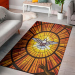 Holy Spirit Dove Stained Glass Print Area Rug