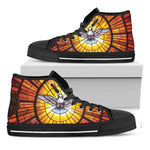 Holy Spirit Dove Stained Glass Print Black High Top Shoes