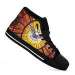 Holy Spirit Dove Stained Glass Print Black High Top Shoes