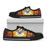 Holy Spirit Dove Stained Glass Print Black Low Top Shoes
