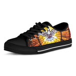 Holy Spirit Dove Stained Glass Print Black Low Top Shoes