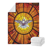 Holy Spirit Dove Stained Glass Print Blanket