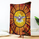 Holy Spirit Dove Stained Glass Print Blanket