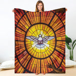 Holy Spirit Dove Stained Glass Print Blanket
