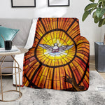 Holy Spirit Dove Stained Glass Print Blanket