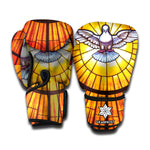 Holy Spirit Dove Stained Glass Print Boxing Gloves