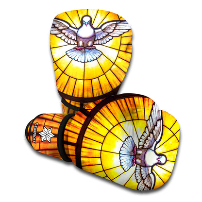 Holy Spirit Dove Stained Glass Print Boxing Gloves