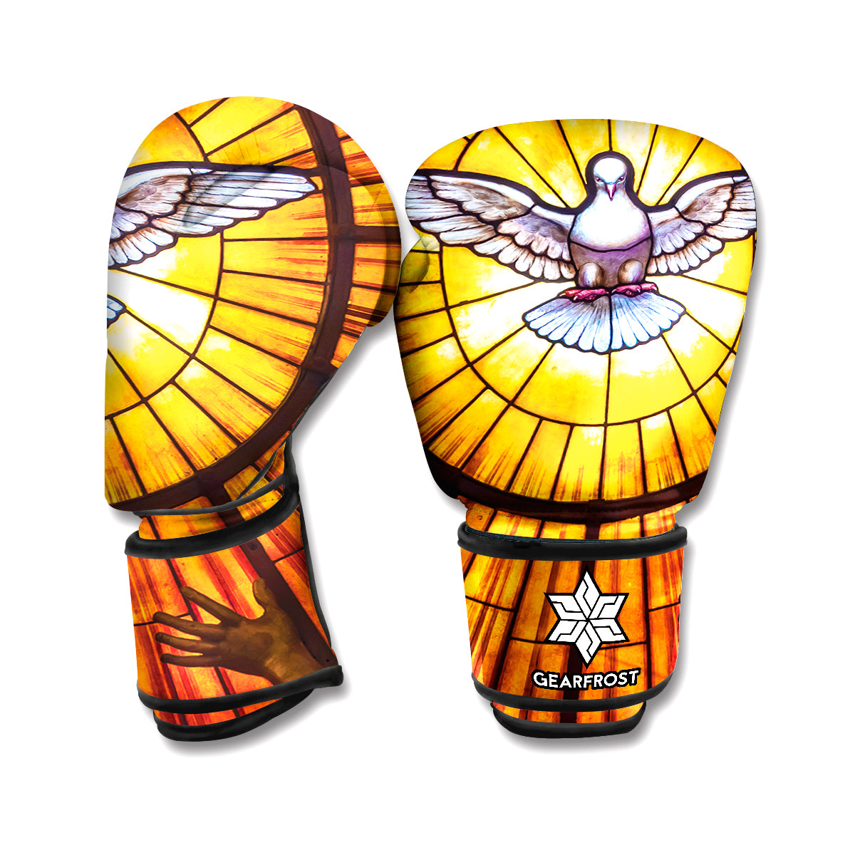 Holy Spirit Dove Stained Glass Print Boxing Gloves