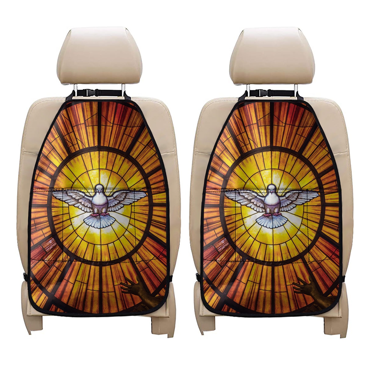 Holy Spirit Dove Stained Glass Print Car Seat Organizers