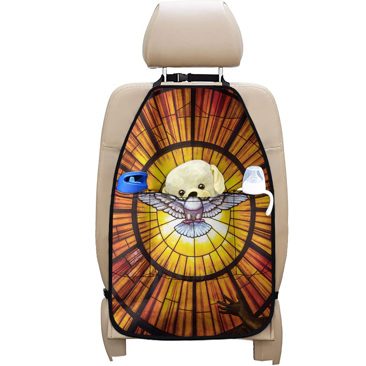 Holy Spirit Dove Stained Glass Print Car Seat Organizers