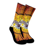 Holy Spirit Dove Stained Glass Print Crew Socks