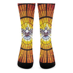 Holy Spirit Dove Stained Glass Print Crew Socks