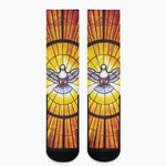 Holy Spirit Dove Stained Glass Print Crew Socks