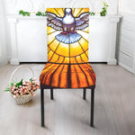Holy Spirit Dove Stained Glass Print Dining Chair Slipcover