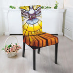 Holy Spirit Dove Stained Glass Print Dining Chair Slipcover