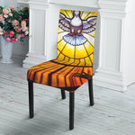 Holy Spirit Dove Stained Glass Print Dining Chair Slipcover