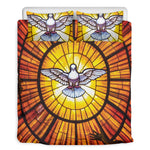 Holy Spirit Dove Stained Glass Print Duvet Cover Bedding Set
