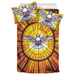 Holy Spirit Dove Stained Glass Print Duvet Cover Bedding Set
