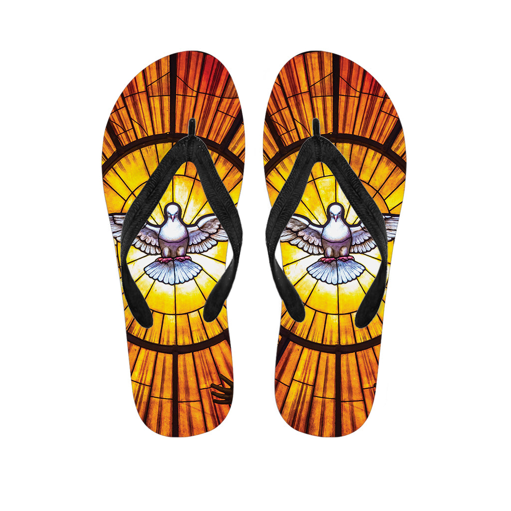 Holy Spirit Dove Stained Glass Print Flip Flops