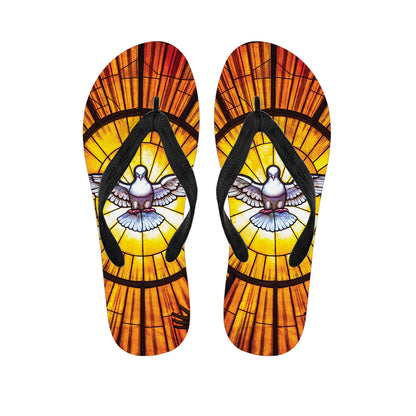 Holy Spirit Dove Stained Glass Print Flip Flops