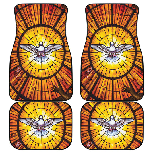 Holy Spirit Dove Stained Glass Print Front and Back Car Floor Mats