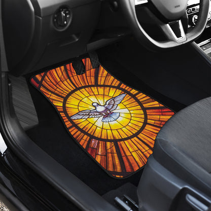 Holy Spirit Dove Stained Glass Print Front and Back Car Floor Mats