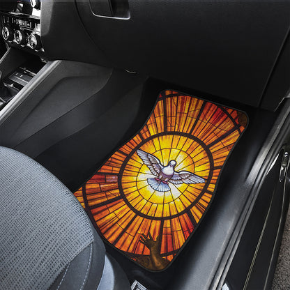 Holy Spirit Dove Stained Glass Print Front Car Floor Mats