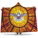 Holy Spirit Dove Stained Glass Print Hooded Blanket