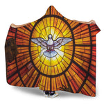 Holy Spirit Dove Stained Glass Print Hooded Blanket