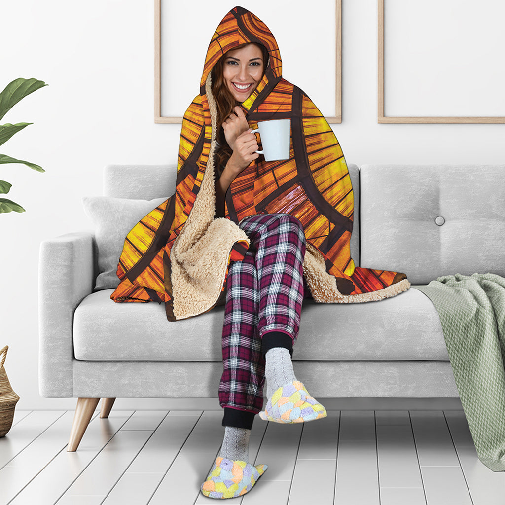 Holy Spirit Dove Stained Glass Print Hooded Blanket