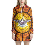 Holy Spirit Dove Stained Glass Print Hoodie Dress