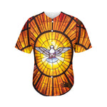 Holy Spirit Dove Stained Glass Print Men's Baseball Jersey