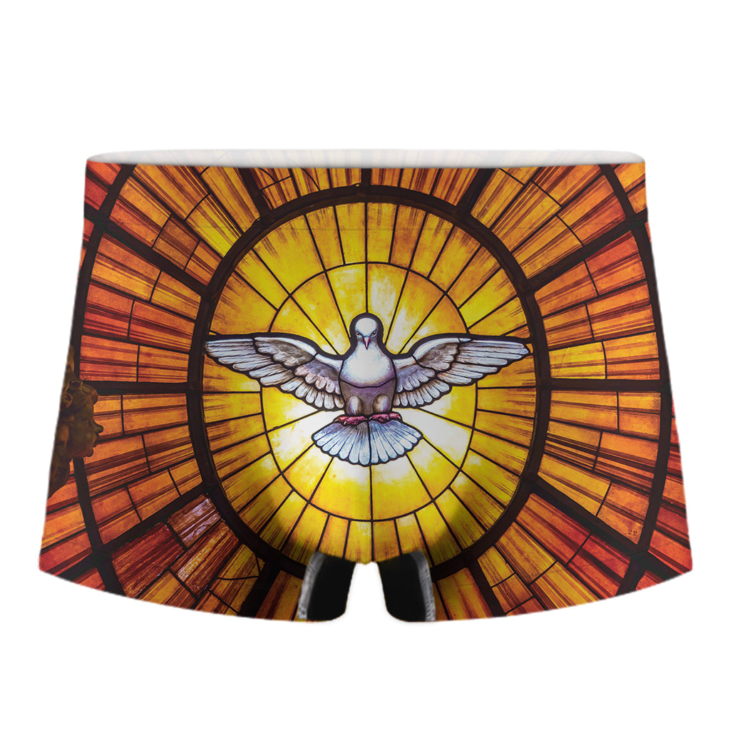 Holy Spirit Dove Stained Glass Print Men's Boxer Briefs