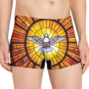 Holy Spirit Dove Stained Glass Print Men's Boxer Briefs