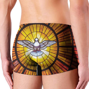 Holy Spirit Dove Stained Glass Print Men's Boxer Briefs