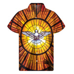 Holy Spirit Dove Stained Glass Print Men's Short Sleeve Shirt