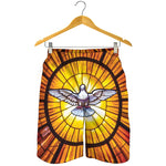 Holy Spirit Dove Stained Glass Print Men's Shorts