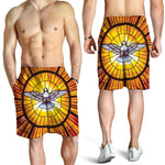 Holy Spirit Dove Stained Glass Print Men's Shorts