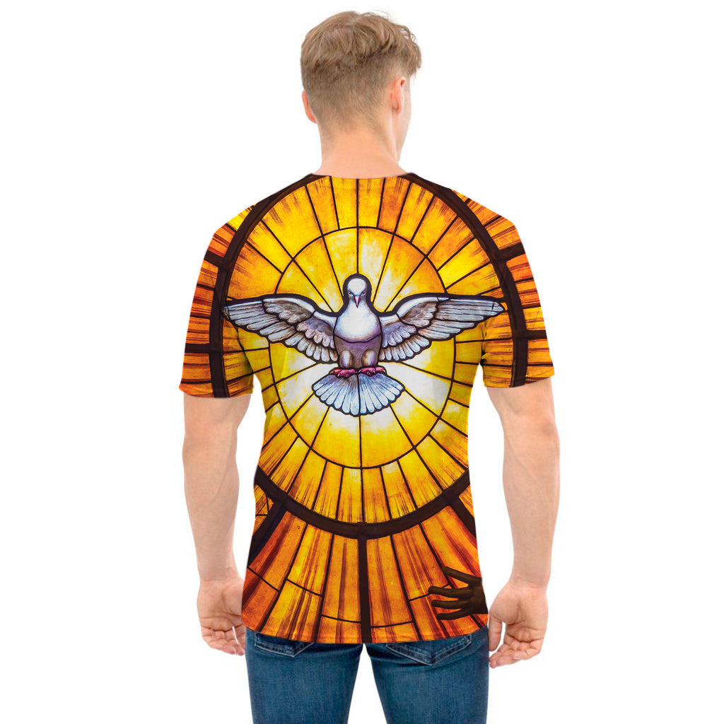 Holy Spirit Dove Stained Glass Print Men's T-Shirt