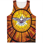 Holy Spirit Dove Stained Glass Print Men's Tank Top