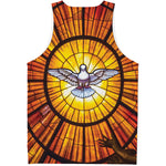 Holy Spirit Dove Stained Glass Print Men's Tank Top