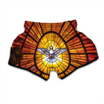 Holy Spirit Dove Stained Glass Print Muay Thai Boxing Shorts